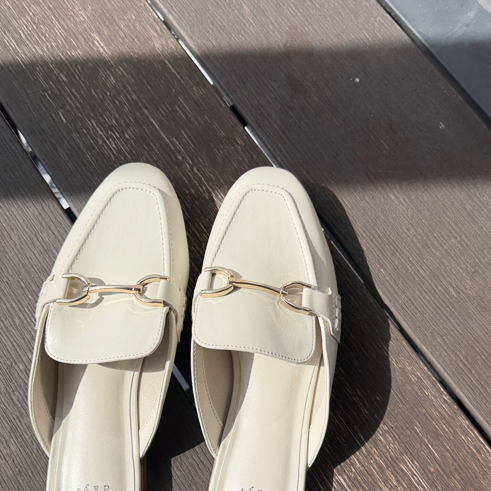 Women’s cream mule slip on
